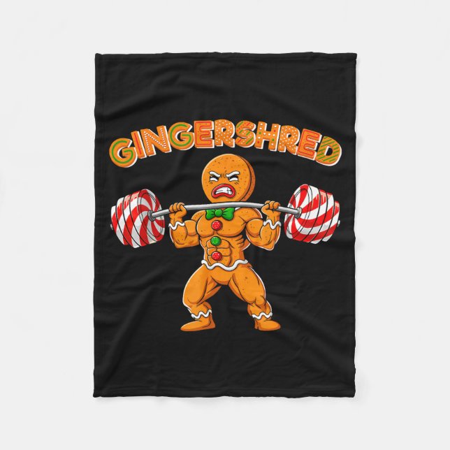 Gingershred Christmas Gingerbread Man Gym Bodybuil Fleece Blanket (Front)
