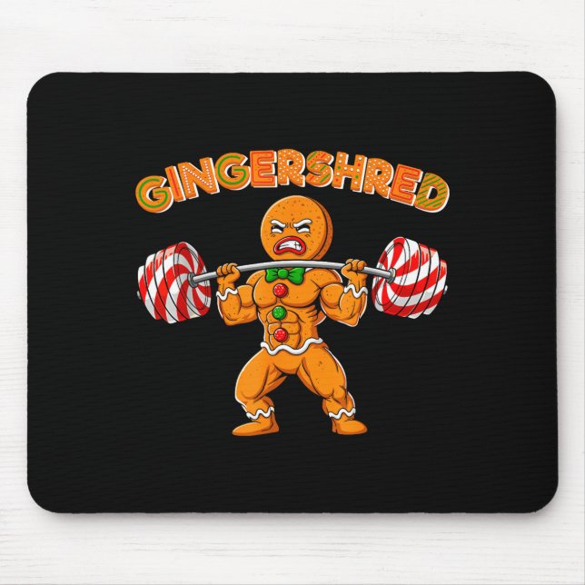 Gingershred Christmas Gingerbread Man Gym Bodybuil Mouse Pad (Front)