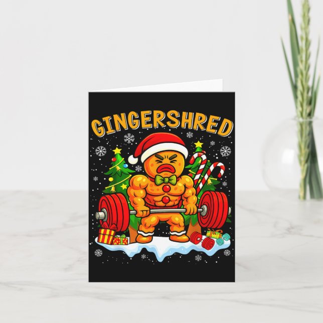 Gingershred Funny Gingerbread Man Gym Bodybuilding Card (Front)