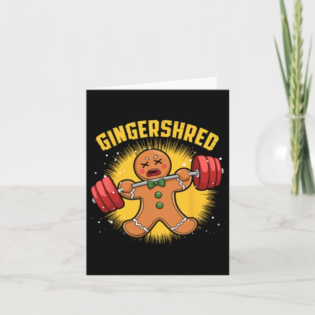 Gingershred Funny Gingerbread Man Gym Bodybuilding Card (Front)