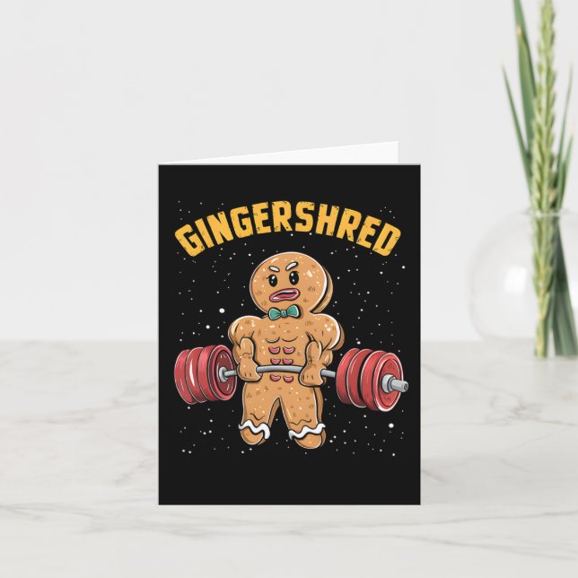 Gingershred Funny Gingerbread Man Gym Bodybuilding Card (Front)