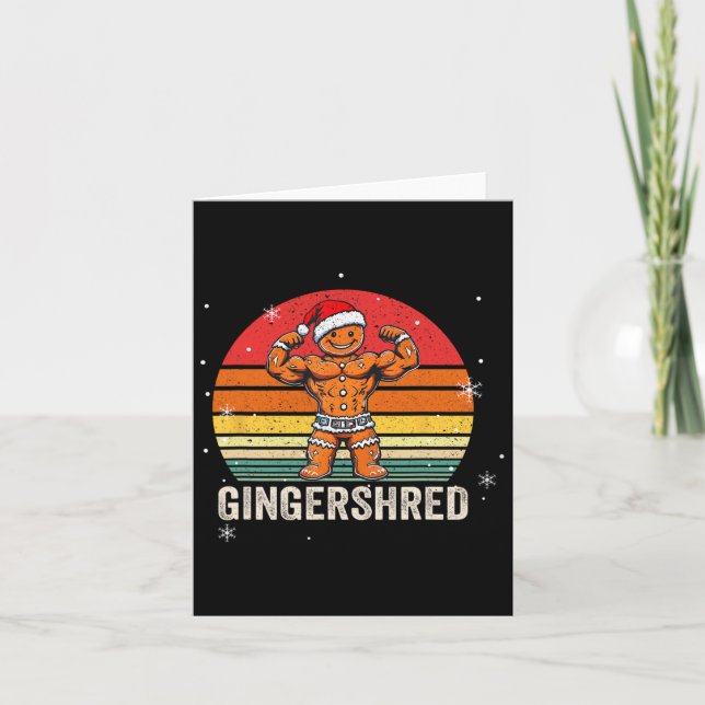 Gingershred Funny Gingerbread Man Gym Bodybuilding Card (Front)