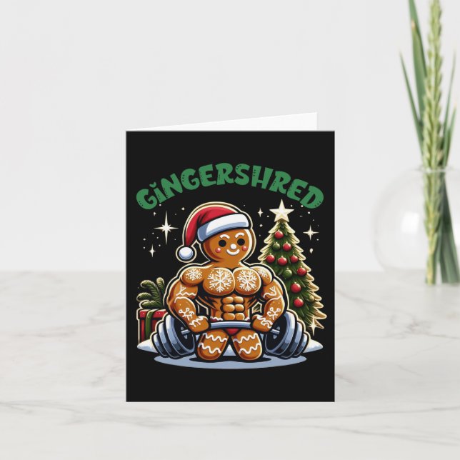 Gingershred Funny Gingerbread Man Gym Bodybuilding Card (Front)