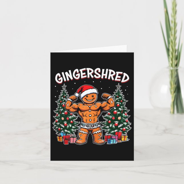 Gingershred Funny Gingerbread Man Gym Bodybuilding Card (Front)