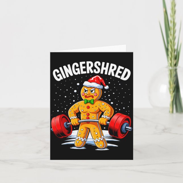 Gingershred Funny Gingerbread Man Gym Bodybuilding Card (Front)