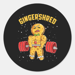 Gingershred Funny Gingerbread Man Gym Bodybuilding Classic Round Sticker