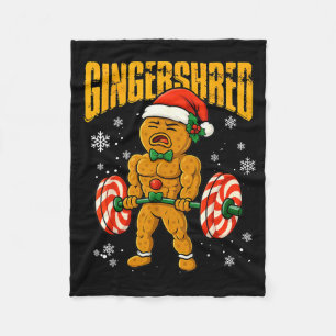 Gingershred Funny Gingerbread Man Gym Bodybuilding Fleece Blanket