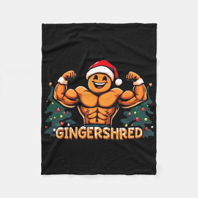 Gingershred Funny Gingerbread Man Gym Bodybuilding Fleece Blanket (Front)