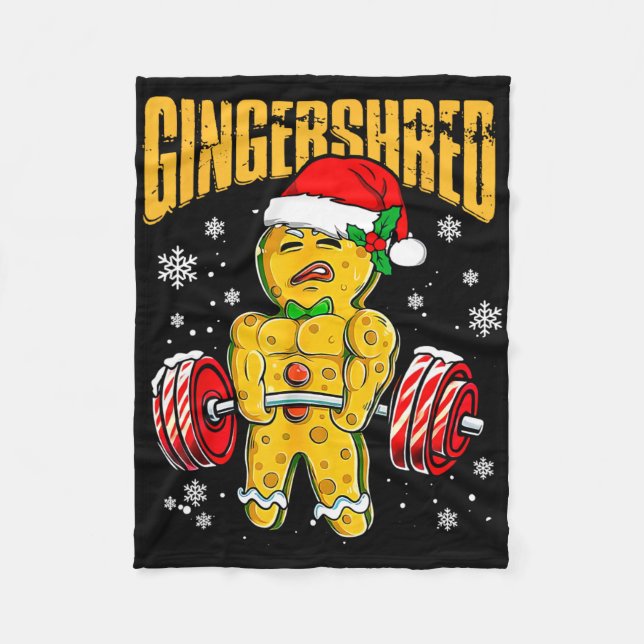 Gingershred Funny Gingerbread Man Gym Bodybuilding Fleece Blanket (Front)