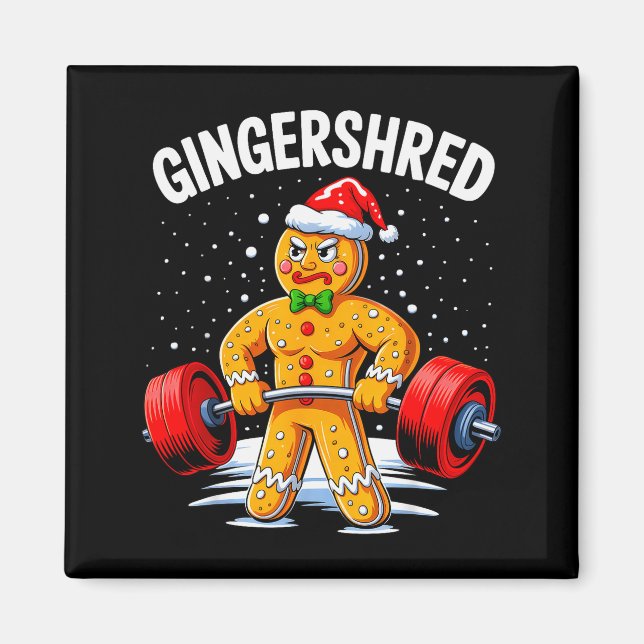 Gingershred Funny Gingerbread Man Gym Bodybuilding Magnet (Front)