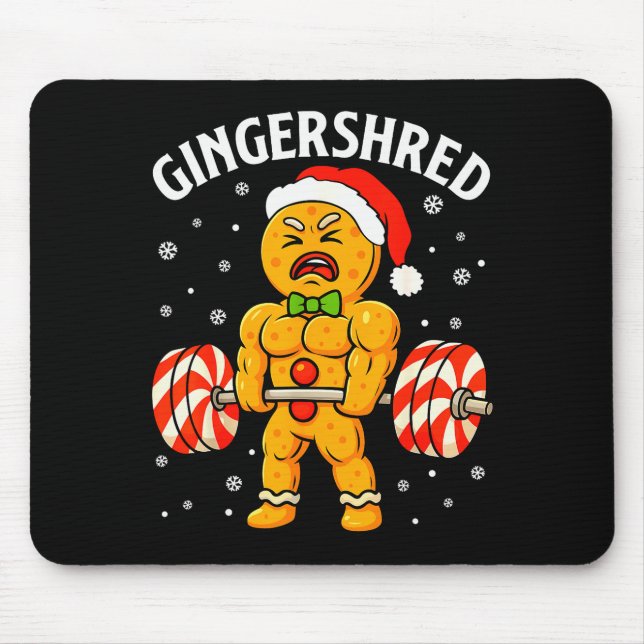 Gingershred Funny Gingerbread Man Gym Bodybuilding Mouse Pad (Front)
