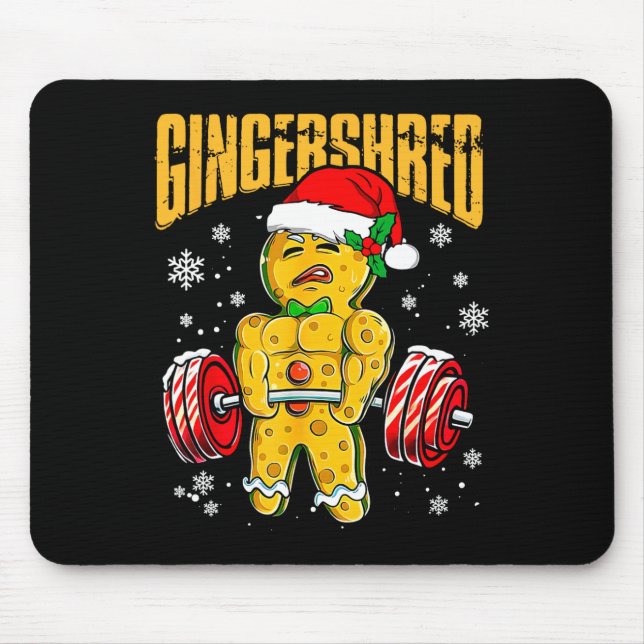Gingershred Funny Gingerbread Man Gym Bodybuilding Mouse Pad (Front)