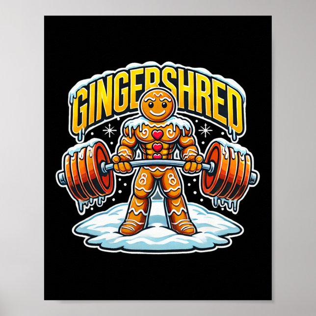 Gingershred Funny Gingerbread Man Gym Bodybuilding Poster (Front)