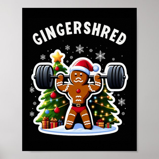 Gingershred Funny Gingerbread Man Gym Bodybuilding Poster (Front)