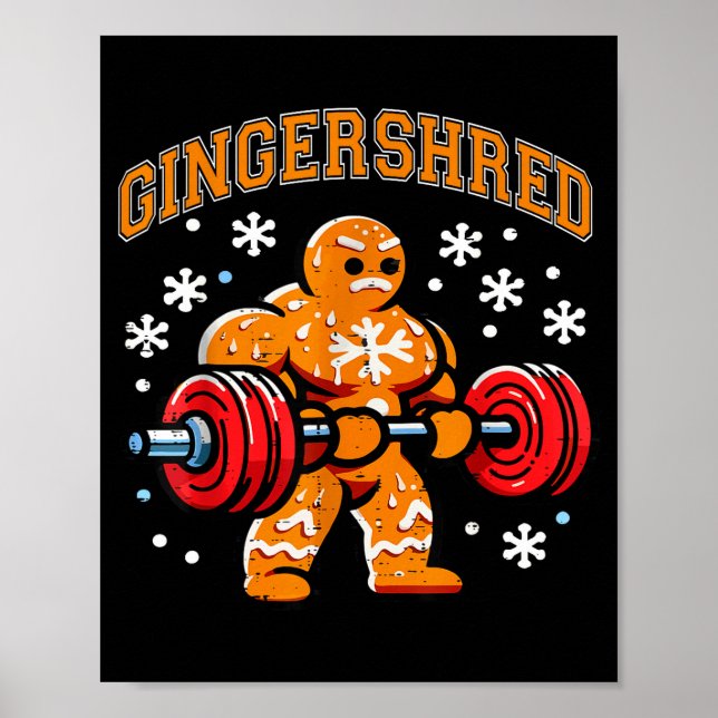 Gingershred Funny Gingerbread Man Gym Bodybuilding Poster (Front)