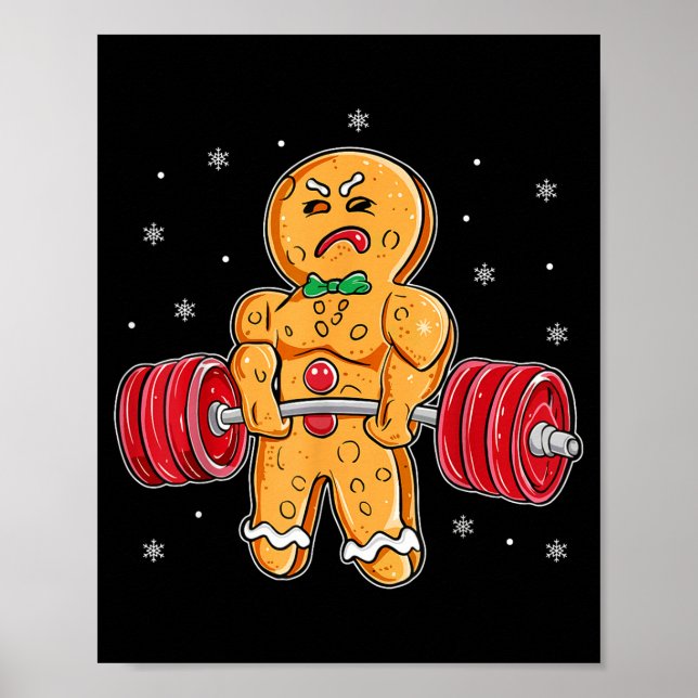 Gingershred Funny Gingerbread Man Gym Bodybuilding Poster (Front)