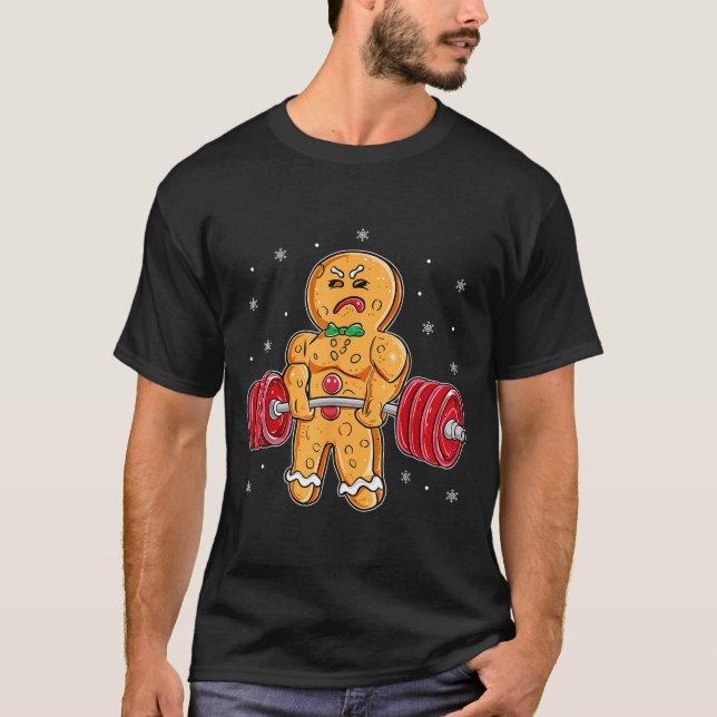Gingershred Funny Gingerbread Man Gym Bodybuilding T-Shirt (Front)