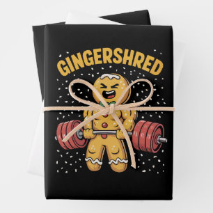 Gingershred Funny Gingerbread Man Gym Bodybuilding Wrapping Paper Sheets