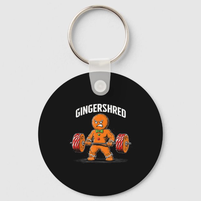 Gingershred Gingerbread Christmas Workout Gym Ging Keychain (Front)