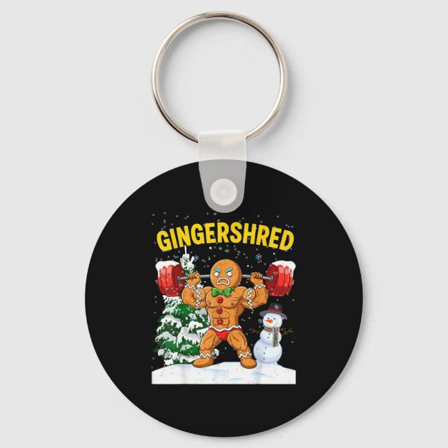 Gingershred Gingerbread Man Bodybuilding Christmas Keychain (Front)