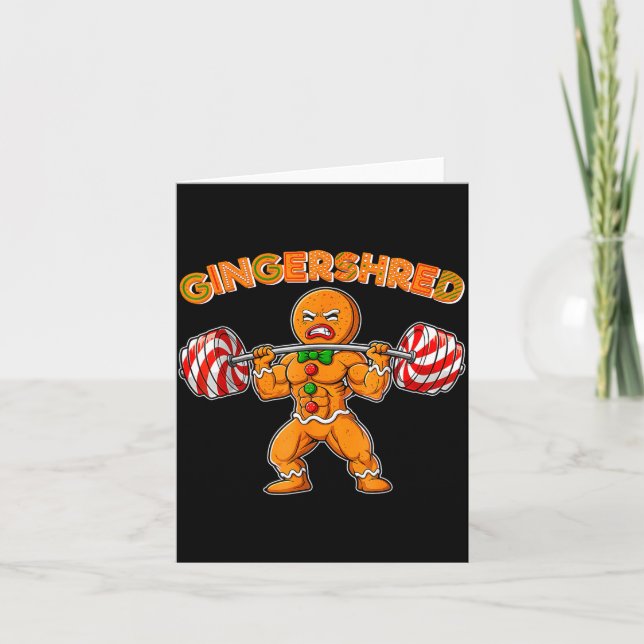 Gingershred Gingerbread Workout Pjs Christmas Xmas Card (Front)