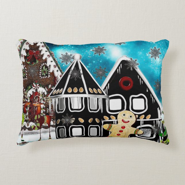GingerVille Christmas Folk Art MIX Accent Pillow (Front)