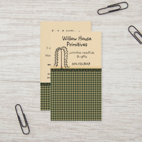Gingham and Stars Willow Tree Primitive Country Business Card