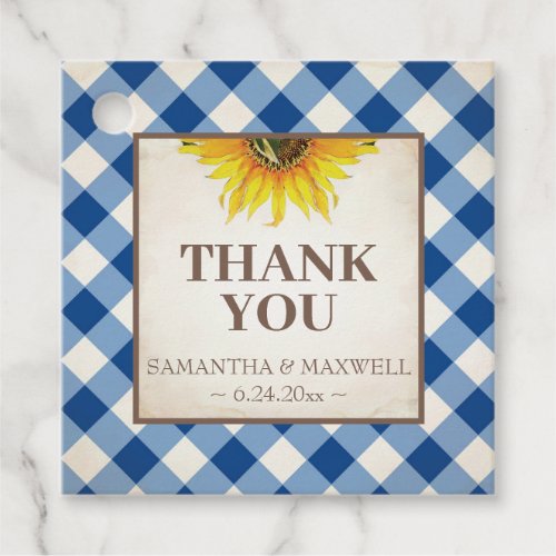 Gingham and Sunflower Thank You Favor Tags