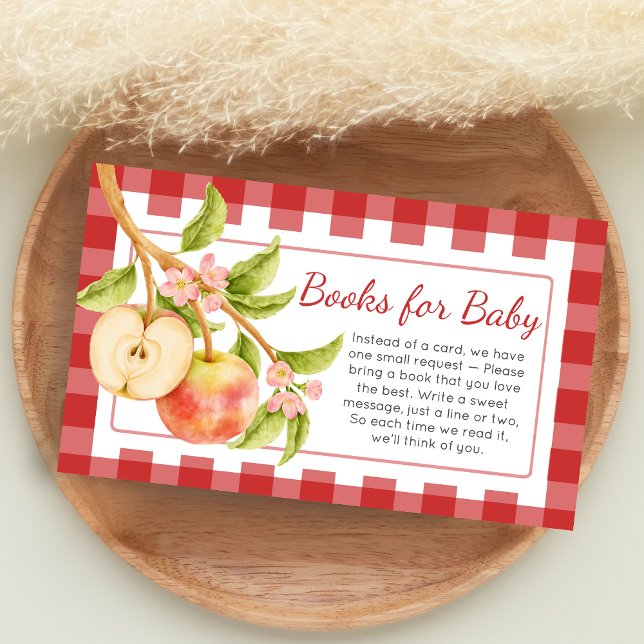 Gingham Apple of Our Eye Baby Shower Book for Baby Enclosure Card (Apple Baby Shower Books for Baby)