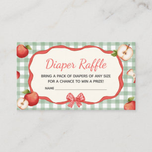 Gingham Apple of our Eye Baby Shower Diaper Raffle Enclosure Card