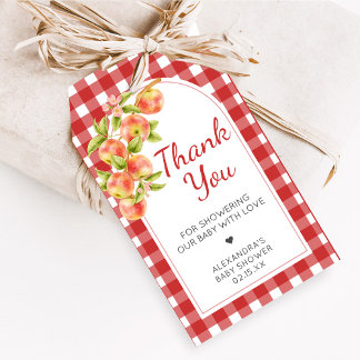 Gingham Apple of Our Eye Baby Shower Favor Tags