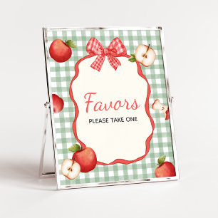Gingham Apple of our Eye Baby Shower Favors Sign