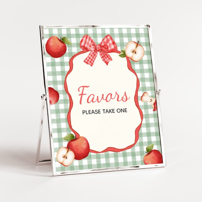 Gingham Apple of our Eye Baby Shower Favors Sign (Gingham Apple of our Eye Baby Shower Favors Sign)