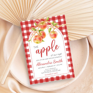 Gingham Apple of Our Eye Baby Shower Invitation