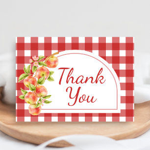 Gingham Apple of Our Eye Baby Shower Thank You Card