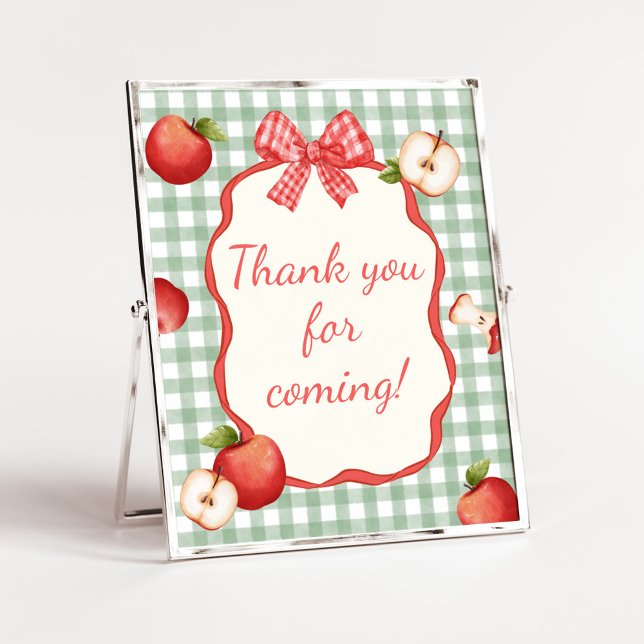 Gingham Apple of our Eye Thank you for Coming Sign (Gingham Apple of our Eye Baby Shower Thank you for Coming Sign)