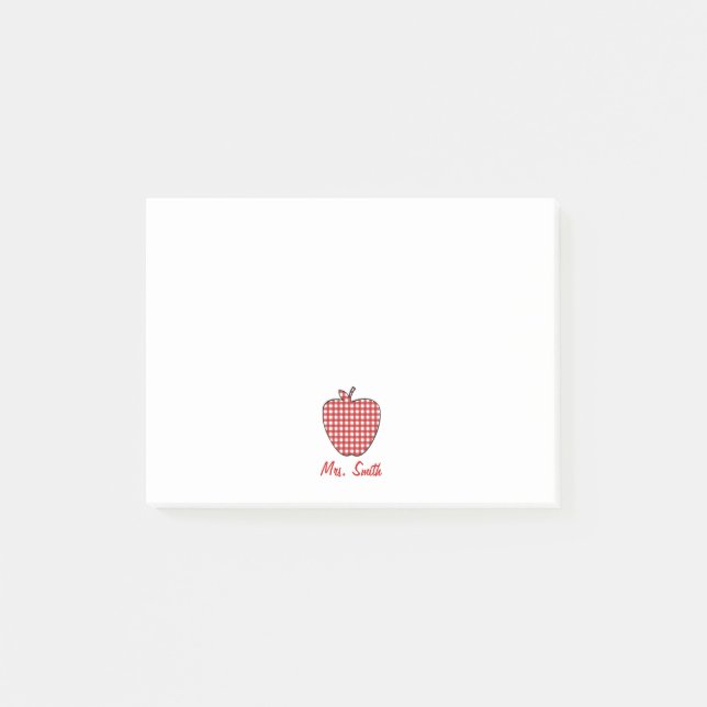 Gingham Apple Teacher Post-it Notes (Front)