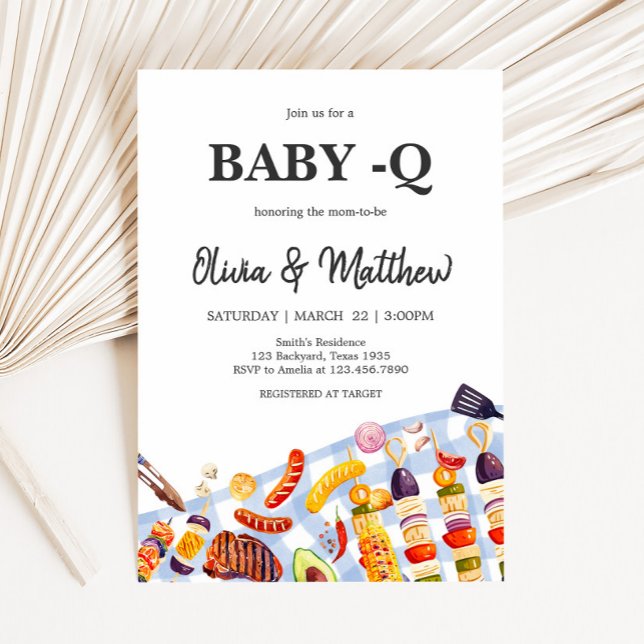 Gingham Baby BBQ Baby Shower Invitation (Gingham BBQ Baby Shower Invitation)