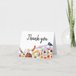 Gingham Baby BBQ Baby Shower Letterpress Thank You Card
