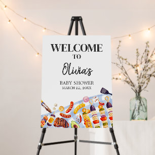 Gingham Baby BBQ Baby Shower Welcome Sign