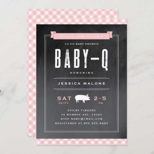 Gingham Baby BBQ Co_ed Baby Shower Invitation