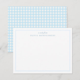 Gingham Baby Blue and White Personal Note Card