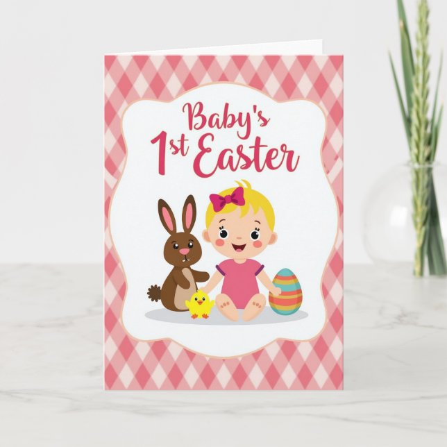 Gingham Baby Easter Card (Front)