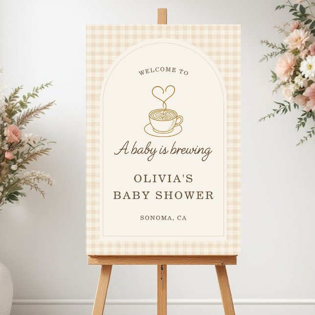Gingham Baby is Brewing Baby Shower Welcome Sign (Creator Uploaded)