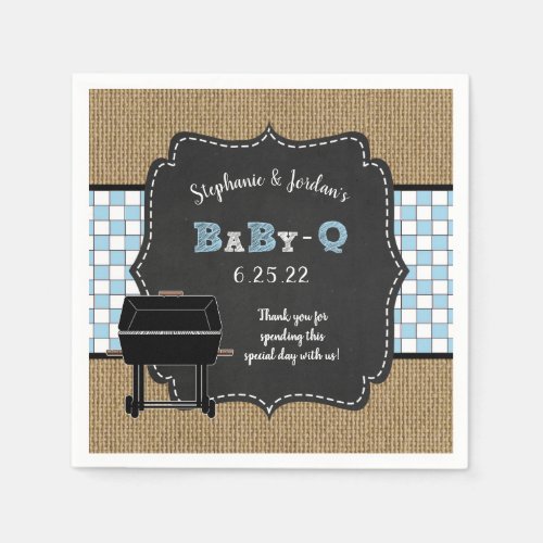 Gingham Baby Q boy baby shower decor bbq babyq Paper Napkins