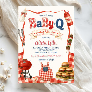 Gingham BabyQ Baby Shower Invitation