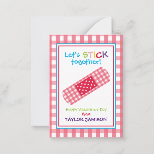Gingham Bandage Valentines Classroom Cards