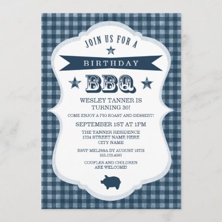 Gingham Barbecue Birthday Party Invitation