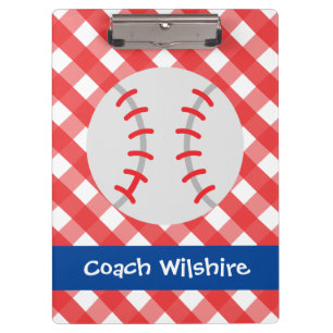 Gingham Baseball Personalized Clipboard
