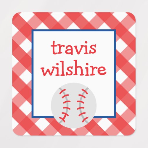 Gingham Baseball Personalized Clothing Tags Kids Labels